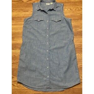 Levis Womens Shirt Dress Small Light Wash Blue Jean Denim Pearl Snap Western